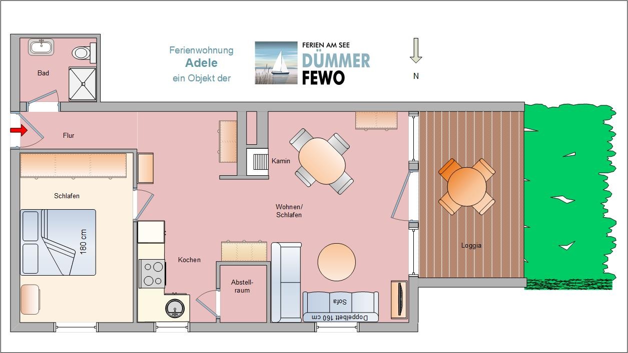 Adele - gemütliche Erdgeschoss-Ferienwohnung für 2 - 4 Personen